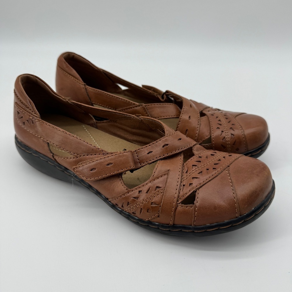 Clarks Bendables Ashland River Flats Loafers 7.5M Leather Comfort Boho Granola